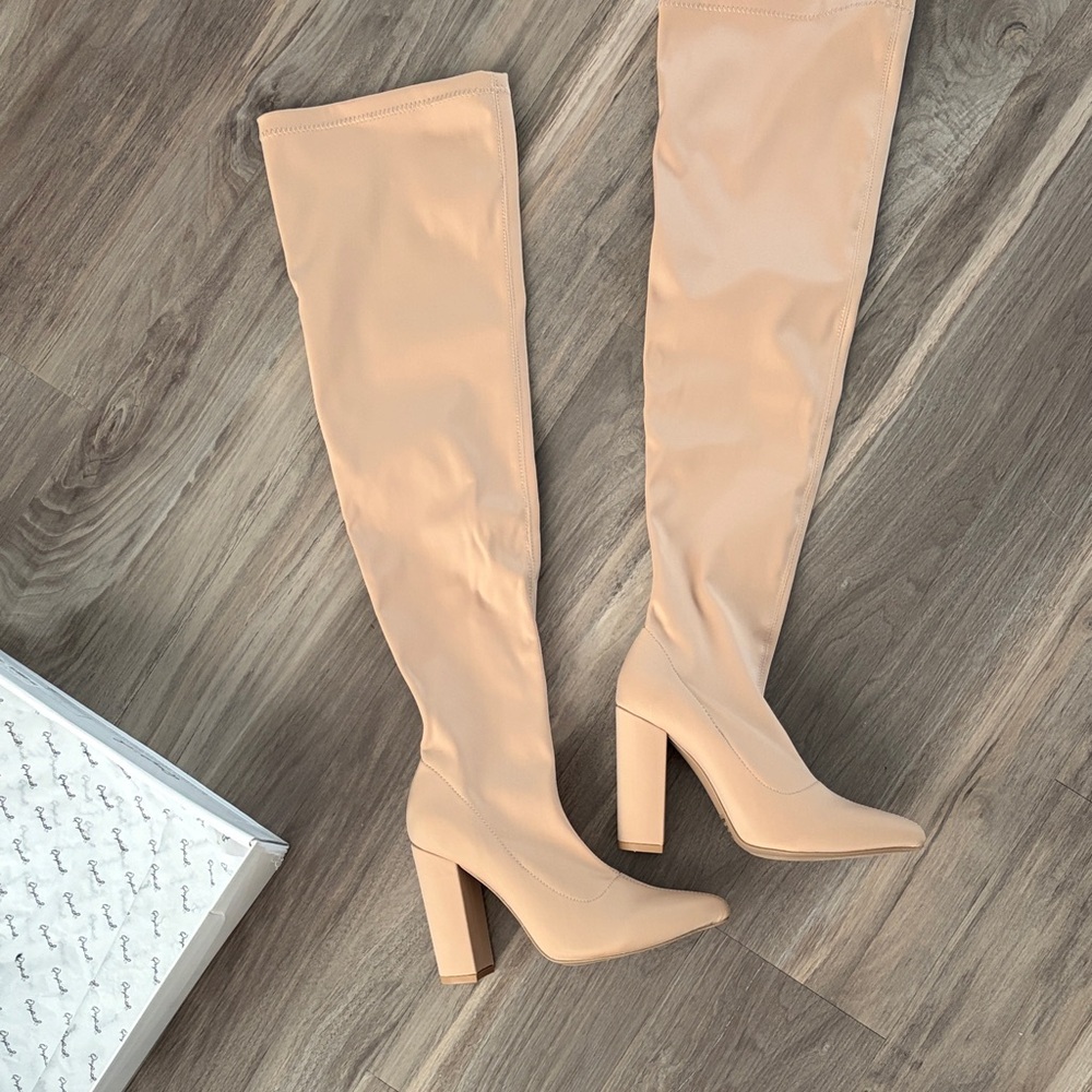 Qupid Nude Over-the-Knee Boots